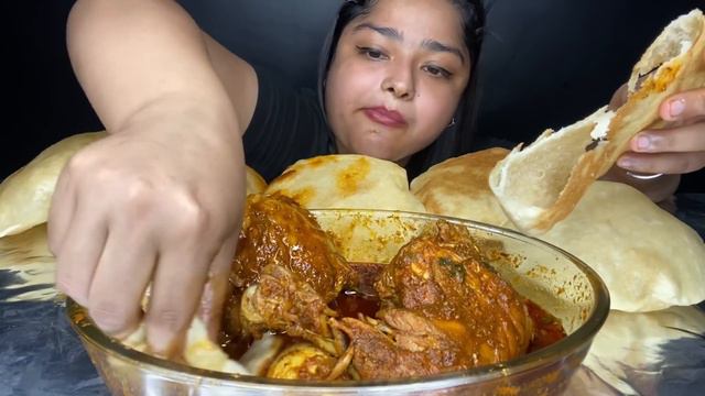 LOTS OF PURI/LUCHI WITH SPICY CHICKEN CURRY AND EGG CURRY🔥 BIG BITES MUKBANG | FOOD EATING VIDEOS