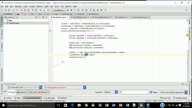 Lesson 29 (Android Studio) Run Bundle Example смотреть онлайн