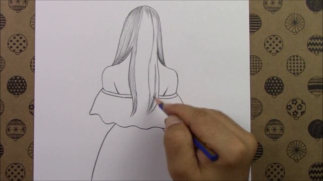 Kolay, Arkası Dönük Uzun Saçlı Kız Resmi Nasıl Çizilir, Çizim Hobimiz Karakalem Resimleri