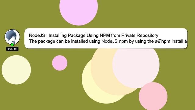 NodeJS : Installing Package Using NPM from Private Repository смотреть онлайн