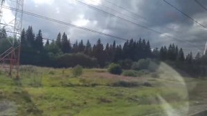 Скоростной поезд «Сапсан» вид из окна на скорости 250 км/ч Москва - Санкт-Петербург скоростной поез