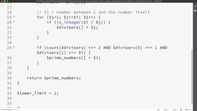 PHP function that finds all prime numbers within a given range | Nested for loop смотреть онлайн