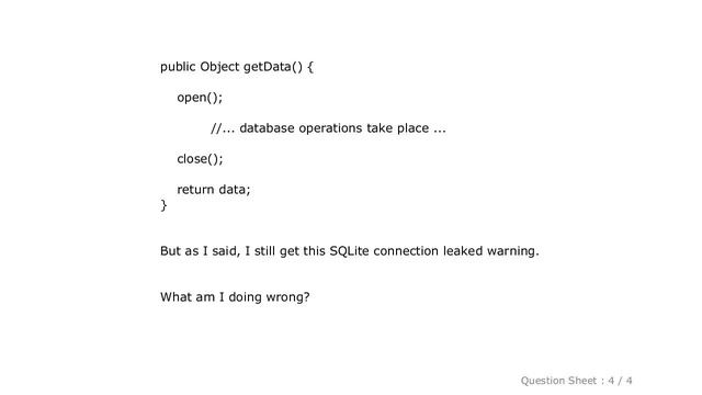Android : SQLite Connection leaked although everything closed смотреть онлайн