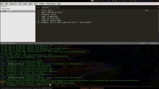 pelican tutorial Part-2 setting theme (min-pelican-theme) смотреть онлайн