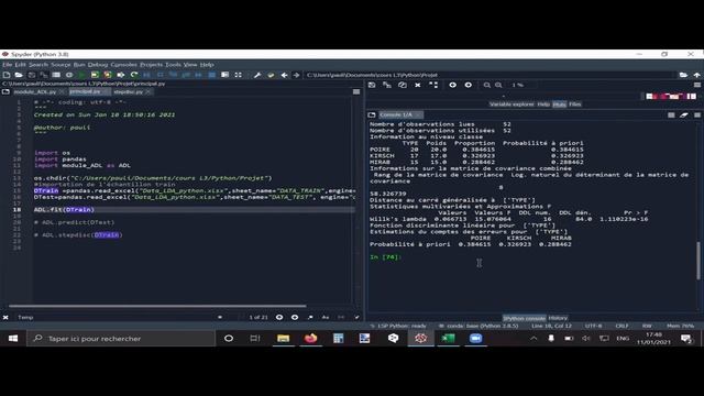 Analyse discriminante sous python avec les fonctions de C.GODIN, D.FOKOUO et P.ATTAL смотреть онлайн