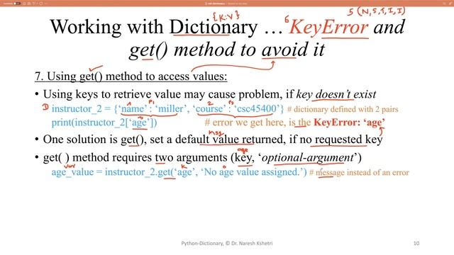 Python | KeyError | avoid via get() method смотреть онлайн