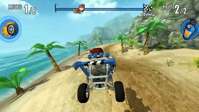 Beach Buggy Racing. Кольцевые гонки. Крабовая бухта. Зарабатываем на апгрейд новой тачки. смотреть онлайн