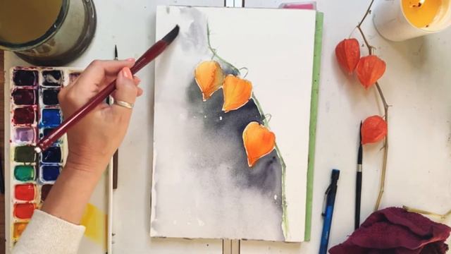 Акварель для начинающих. Процесс рисования. Сухоцветы акварелью смотреть онлайн