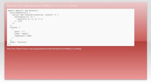 Vue.js scroll to top of new page route after setTimeout смотреть онлайн