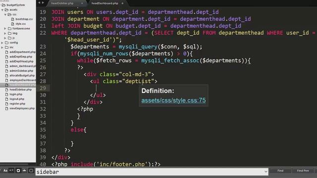 Display employees of specific department on dashboard using PHP & MySQL|Online Budget System part-1 смотреть онлайн