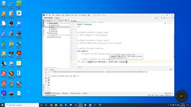ITN 160 Fall 2020 - Building a guizero program смотреть онлайн