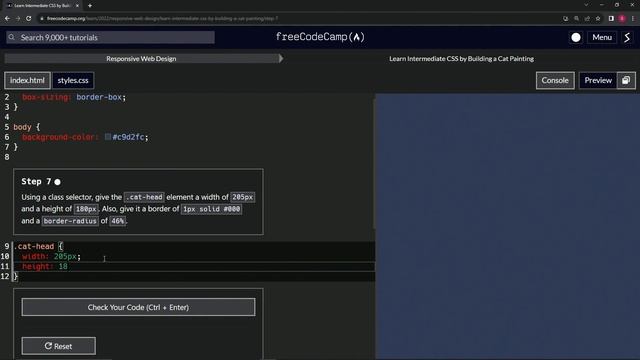 FreeCodeCamp | Learn Intermediate CSS by Building a Cat Painting: Step 7 | Responsive Web Design смотреть онлайн
