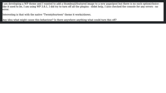 Wordpress: Admin - no Featured image choice in create new/page смотреть онлайн
