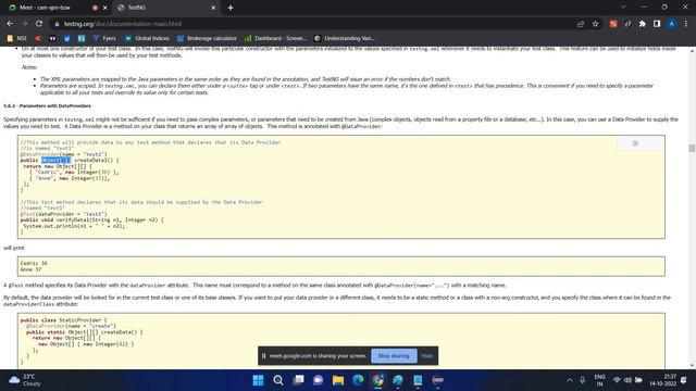 Session - 6 (DataProvider annotation in TestNG) смотреть онлайн