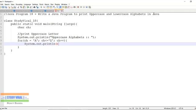 Java Program 18 - Java Program to Print Alphabets Series - Study Viral смотреть онлайн