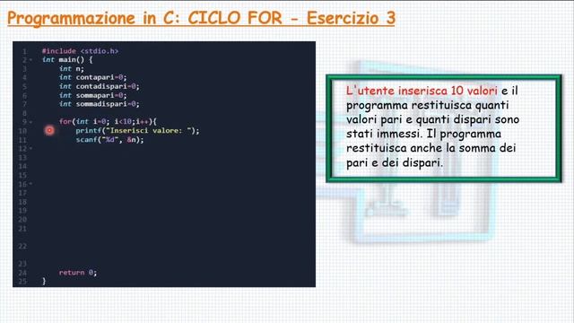 #Programmazione in C: #CICLO #FOR + 3 ESERCIZI SVOLTI + ESERCIZIO BONUS (SERIE DI FIBONACCI) смотреть онлайн