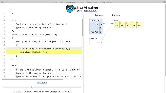 APCSA OOD 08.08 Selection Sort Java Visualizer смотреть онлайн