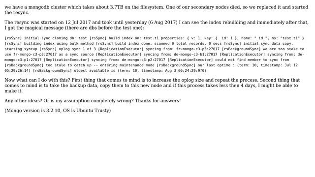 Databases: MongoDB: Database too big to resync? смотреть онлайн