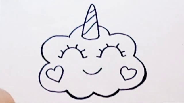 Как нарисовать облако единорожку Пошаговый рисунок смотреть онлайн