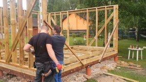 Подъем стен из досок 150х50. БАНЯ 25м2. #4