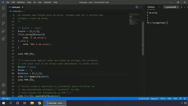 PHP 8 PARTE 2 #054 EMPTY, IS COUNTABLE E IS ITERABLE смотреть онлайн