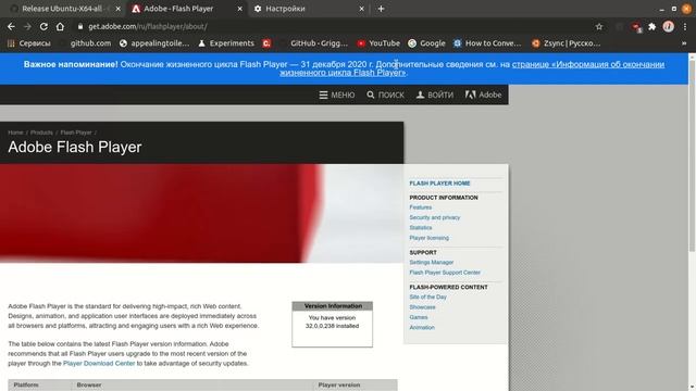 Linux Chromium browser flashplayer enable tutorial 1:20 смотреть онлайн