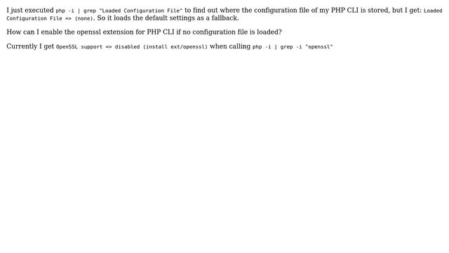 How to enable/disable PHP extension for PHP CLI if there is no loaded configuration file? смотреть онлайн