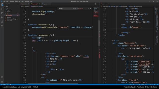 Lập trình giỏ hàng với javascript - html5 - 03 - Tạo và show giỏ hàng | DOM HTML, Shopping cart смотреть онлайн