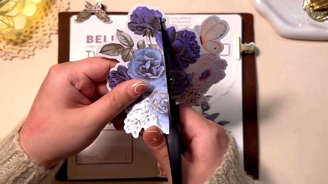 ASMR | ?Blue Flower & Lettering ? 빈티지 다꾸 #scrapbooking #다이어리꾸미기 #journaling #relaxingsounds