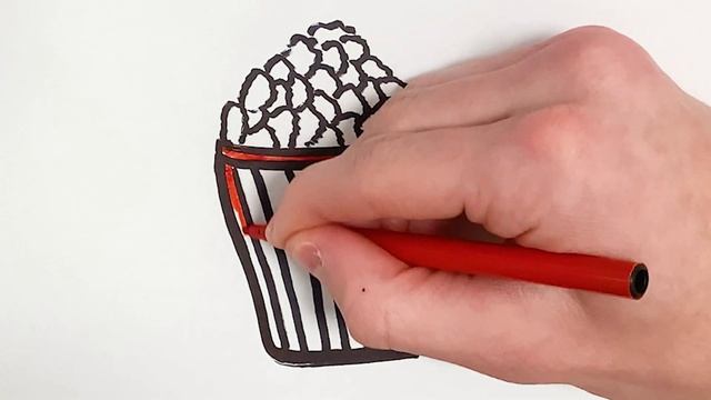 Как нарисовать Попкорн - Раскраска Ведро Попкорна Для детей - Рисунки Раскраски смотреть онлайн