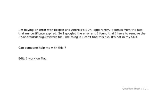 Android : I can't find the debug.keystore file смотреть онлайн