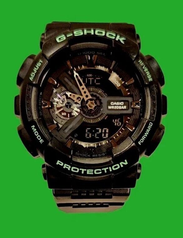 Редкость Мужские военные часы Casio G-SHOCK 5146 GA-110-LN Черно-зеленые Ana-Digi-Япония-2010-2019 г