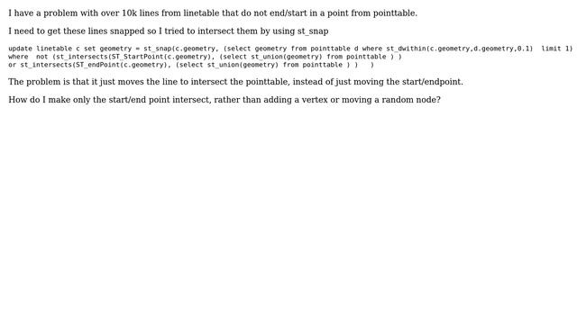 GIS: Snapping end points of line to point using PostGIS смотреть онлайн