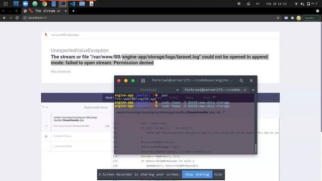 Laravel Issues: Could not be open in append mode: Failed to open stream: Permission denied смотреть онлайн