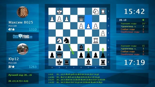 Анализ шахматной партии: Максим 8025 - Юр12, 0-1 (по ChessFriends.com) смотреть онлайн