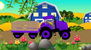 Tractors for children with farm animals - Blue Tractor Song Cartoon for Toddlers