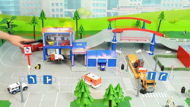 Excavadora Tractor Buldocer Juguetes Camiones Coche De Policía Y Bomberos Excavator Toys