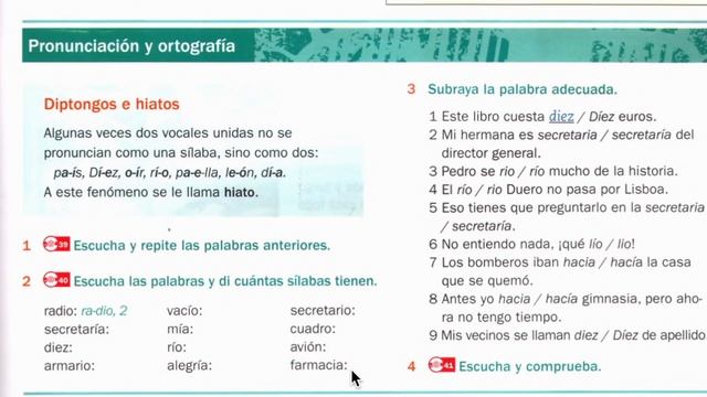 Уроки испанского А2. 6.6.Diptongos E Hiatos. Когда две гласные сливаются в один звук , а когда нет.