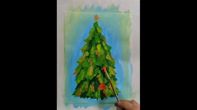 КАК НАРИСОВАТЬ ЁЛОЧКУ ГУАШЬЮ/ АКРИЛОМ/ТЕМПЕРОЙ смотреть онлайн
