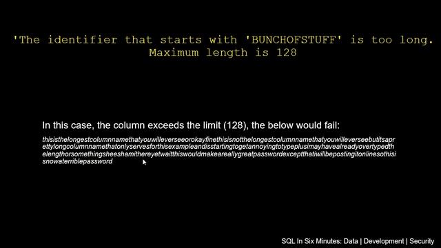 ERROR: The identifier that starts with '[value]' is too long. Maximum length is 128 смотреть онлайн