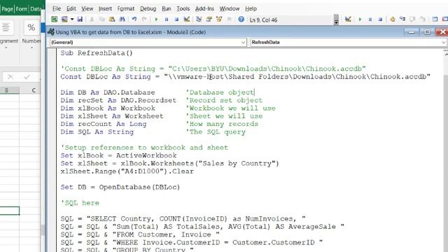 3 Getting the SQL Query into the VBA Script смотреть онлайн