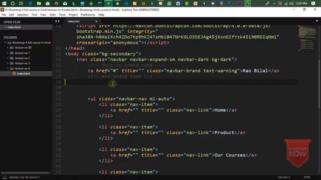 Bootstrap 4 Tutorial in Hindi Part 5 : How To create Navbar in Bootstrap and how to make collapsibl смотреть онлайн