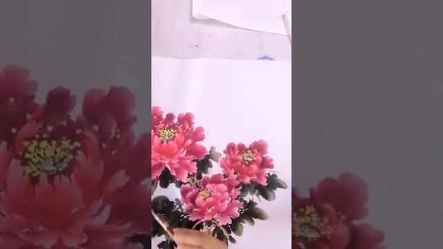 红牡丹画法_3_How to paint red peony_3 смотреть онлайн
