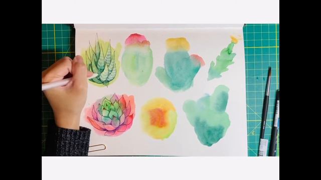 Simple Cactus Watercolor Painting Ideas in Time Lapse смотреть онлайн