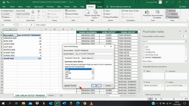 FUNGSI COUNTIF DAN PIVOT TABLE - CARA MENGHITUNG DATA DENGAN PIVOT TABLE - OUTLET TRANSAKSI PART DU смотреть онлайн