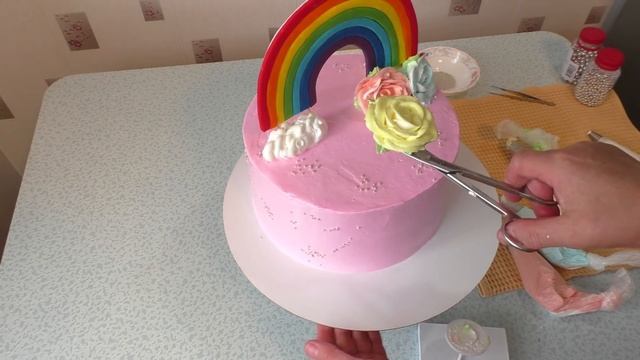 Тортик с Единорожкой(крем БЗК). /Cake with "Unicorn" applique(protein custard). смотреть онлайн