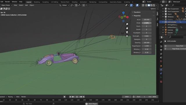 Rigid body rigging of the Vintage 1937 Mercedes Benz 540K in Blender смотреть онлайн