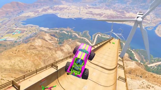 SPIDER-MAN and CARS with Superheroes and Ironman Ramp Parkour - GTA 5 смотреть онлайн