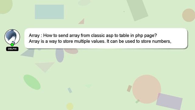 Array : How to send array from classic asp to table in php page? смотреть онлайн