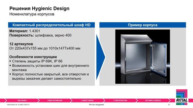 Hygienic Design от Rittal для применения в условиях повышенных требований пищевой промышленности смотреть онлайн